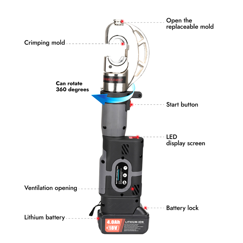 MEZ-300C Lithium Battery Powered Hydraulic Crimping Tool